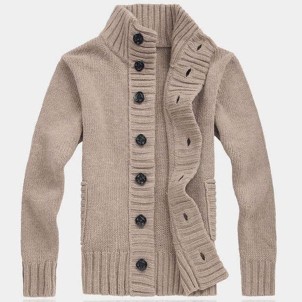 

men's jackets brand autumn winter fashion hooded nail wind turn down collar neck sweater male knitted jacket blouse drop, Black;brown