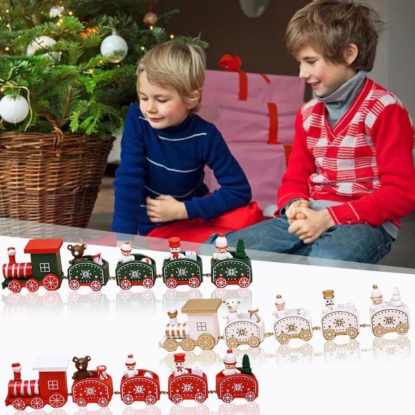 

christmas decorations home xmas creativity wooden small train handicraft ornaments holiday gifts children's educational toys