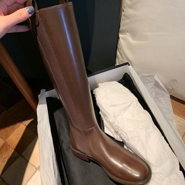 

women's winter genuine leather platform knee high boots fashion brand women shoes size 34-40 de mujer zapatos 9po0, Black