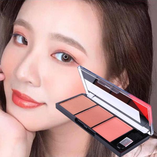 

blush 3 color matte face palette natural pigmented blusher rouge cosmetic powder orange baked cheek pink makeup w e8n7