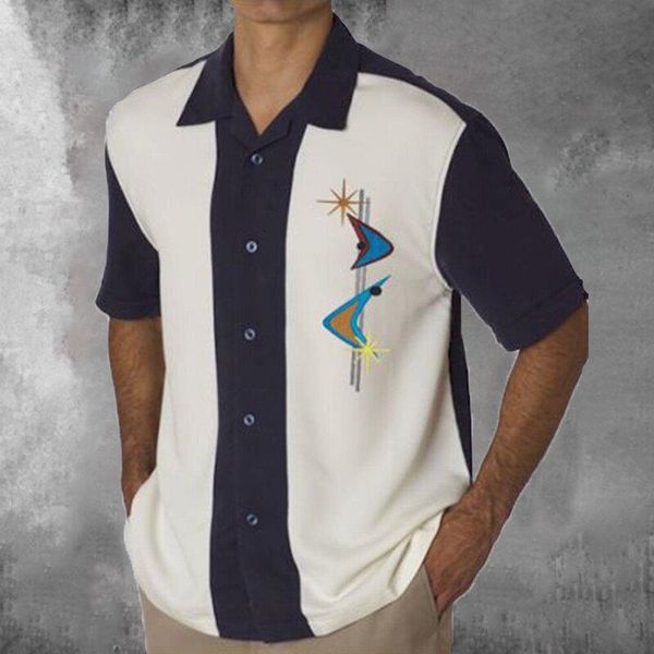 

men's casual shirts summer men's fashion hawaii beach print short-sleeved loose oversized shirt clothing, White;black