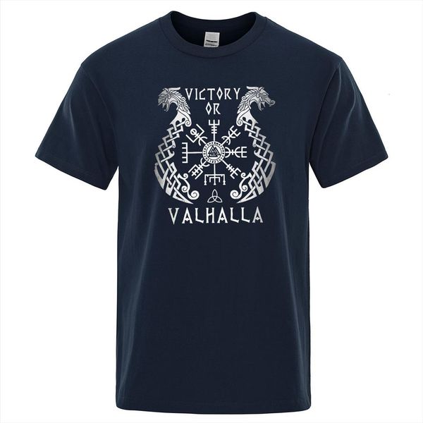 

summer print short sleeve mens t shirt viking legend retro classic tee valhalla odin cotton, White;black