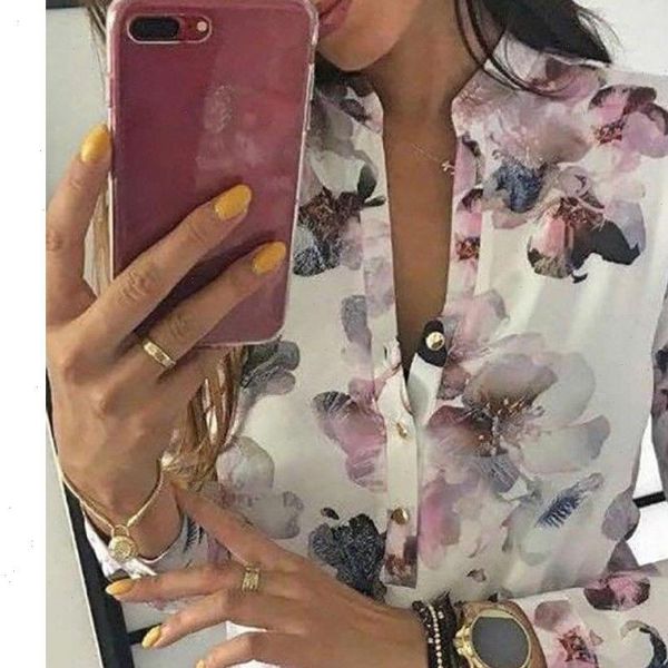 

womens women blouses clothing fashion floral print ol ladies casual long sleeve drop, White