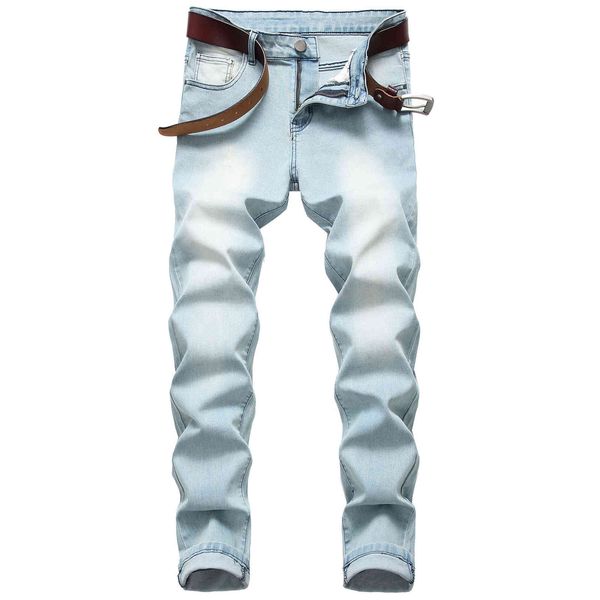 

fashion jeans men's elastic slim nostalgic tight casual, Blue