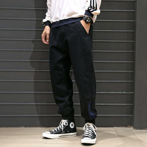 

men's jeans american style fashion men loose fit size 28-42 black cargo pants harem spliced designer hip hop joggers, Blue