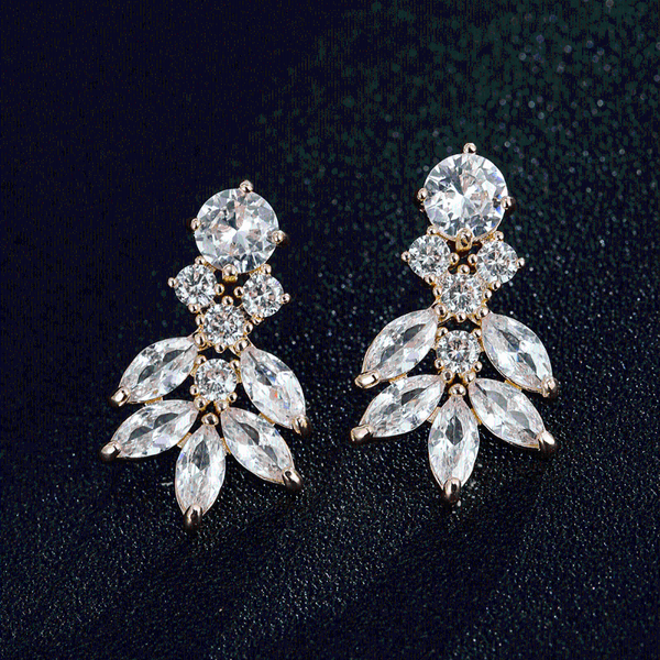 

stud emmaya arrival zirconia earring ingenious design charming jewelry for women bridal engagement noble ornament, Golden;silver