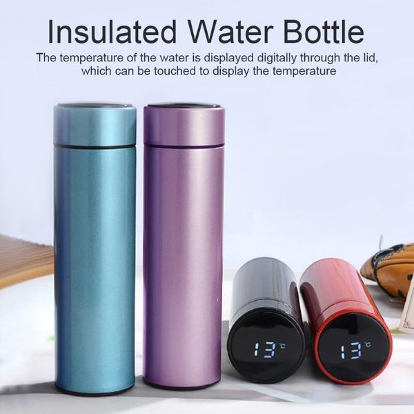 

water bottles 500ml temperature display stainless steel travel intelligent leak proof insulated bottle vacuum home drinkware hiking