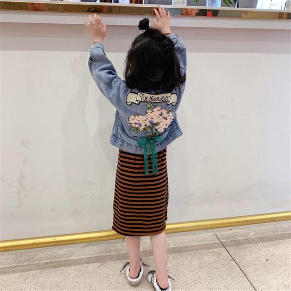 

shirts fashion kids girls korean denim jacket or dress optional, White;black