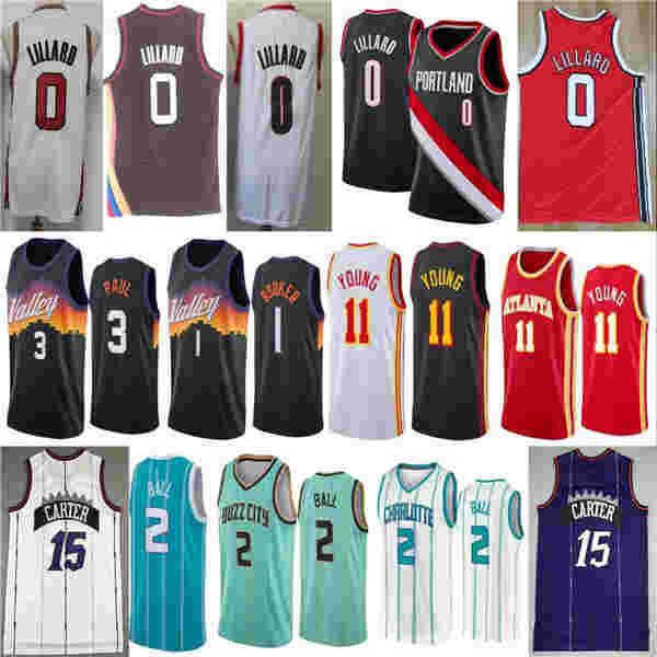 

2021 new chris damian 3 paul 0 trae lillard devin vince 1 booker 11 young jersey 15 carter lamelo 2 ball city basketball jersey, Black