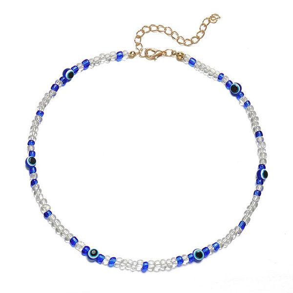 

chokers lucky turkish evil eye necklace for women blue choker women's neck chains africa beads short collar jewelry girls, Golden;silver