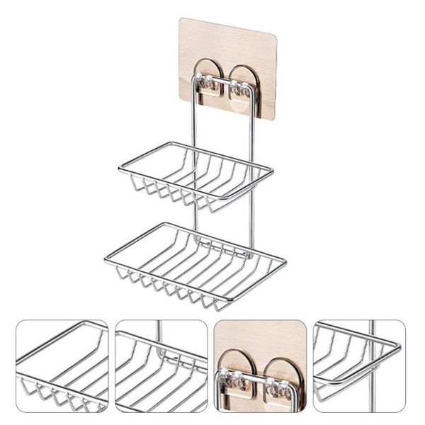 

soap dishes drilling double layer rack rustproof container for bathroom