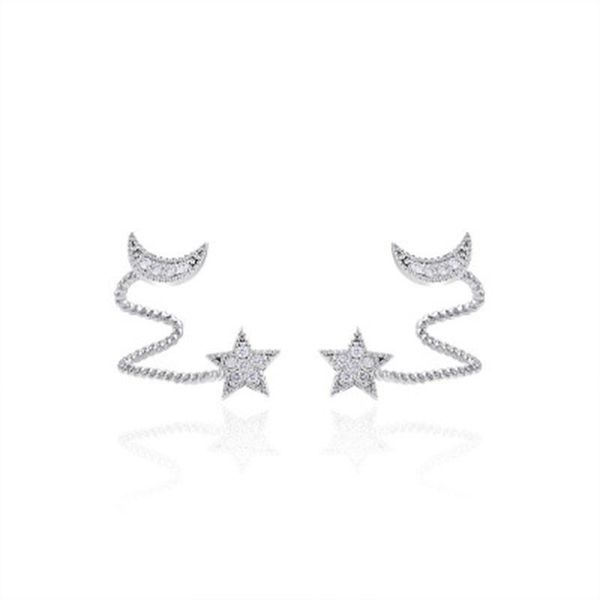 

karopel korean version u-shaped stud earrings star moon ear bone clip small 2021, Golden;silver