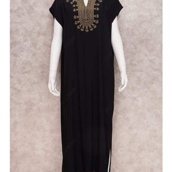 

100% cotton elegant embroidered mandarin collar short sleeve side split summer dress women street wear casual maxi dress n1154, Black;gray