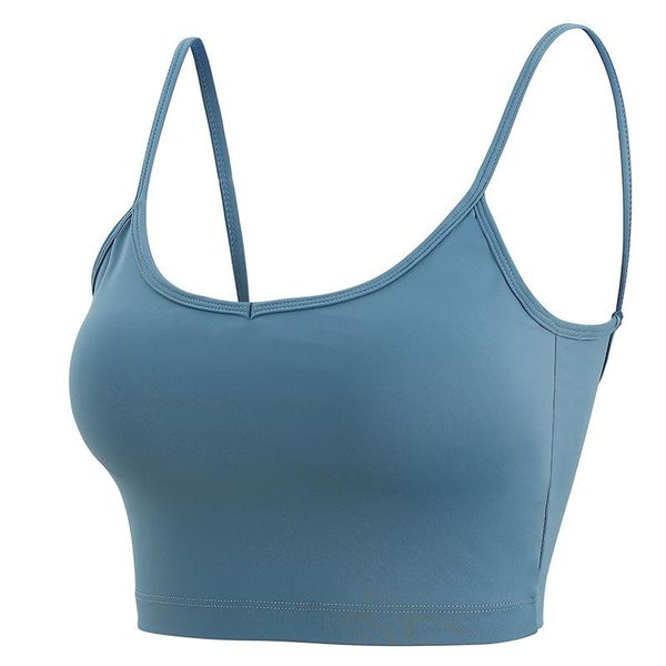 

yoga outfit thin shoulder strap sports vest women's running bra with the same paragraph sling beauty back underwear