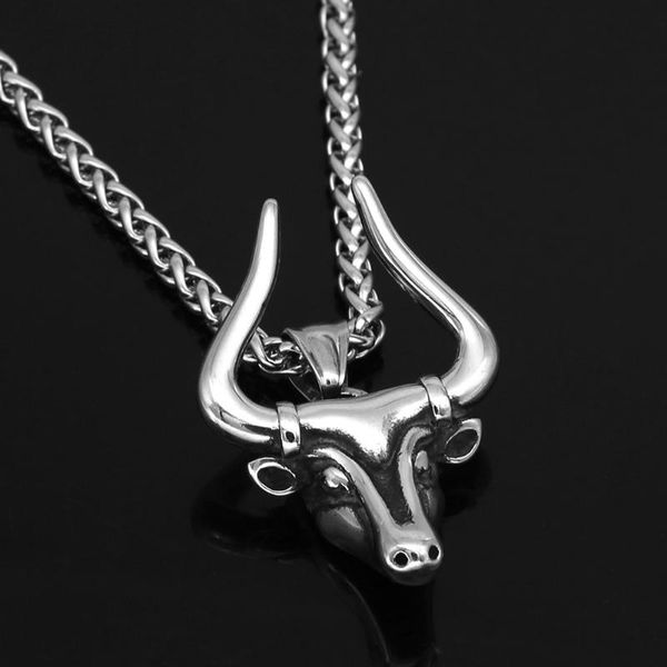 

chains stainless steel cattle head necklace animal, Silver