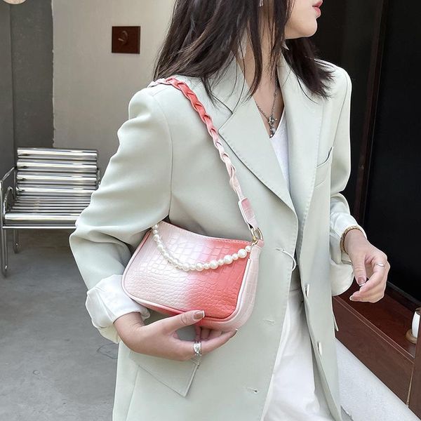 

evening bags women's soft shoulder bag pu leather pearl handbag girl's teenager vintage satchel outdoor ladies pack