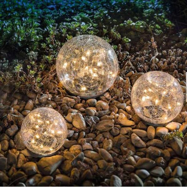

garden decorations solar crack ball light insert ground lamp yard patio balcony lawn roadside decoration cracked glass