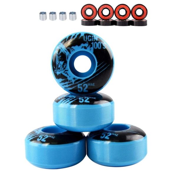 

-ugin 52mm skateboard wheels with abec-9 bearings and spacers cruiser (pack of 4) skateboarding