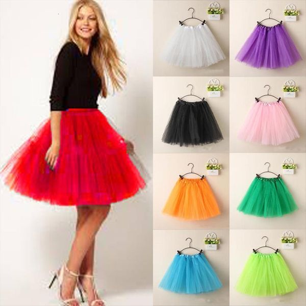 

fashion girls tulle tutu mini women skirt organza 3 layere party underskirt princess gown, Black