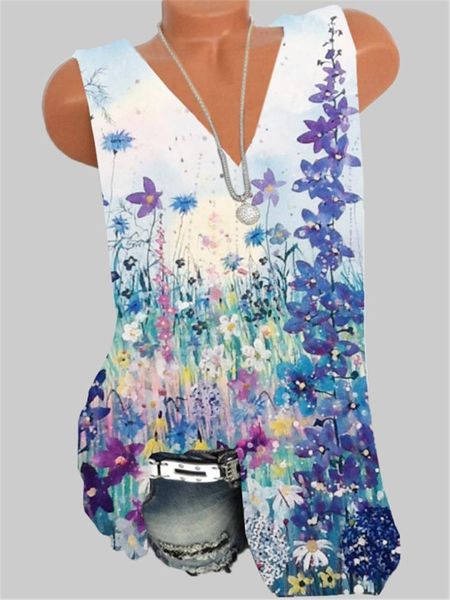 

fashion plus size girl womens v neck sleeveless vest printing casual ladies women, White