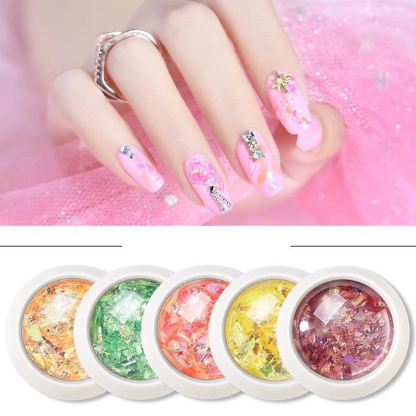 

nail art decorations holographic glitter sequins 3d irregular broken glass foils flakes aurora colorful manicure, Silver;gold