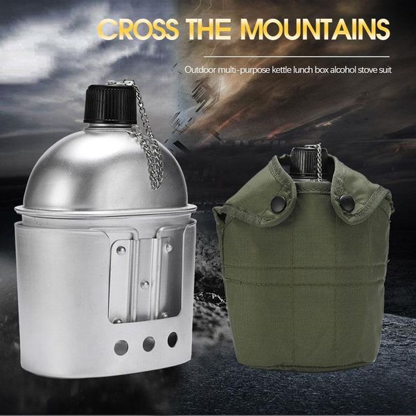 

water bottle 2021 outdoor mountaineering american kettle army fan single-soldier field survival equipment tactical portable lunch box