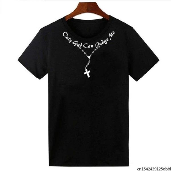 

men's t-shirts tupac 2pac t shirt only god can judge cross rosary tattoo script men hip-hop rap swag unisex, White;black