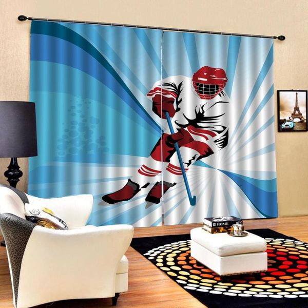 

curtain & drapes blue sports curtains customized size luxury blackout 3d window for living room cortinas