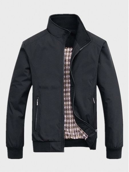 

men zip pocket jacket t94a#, Black;brown