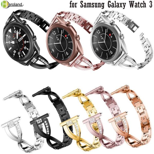 

watch bands 20mm 22mm stainless steel watchstrap for samsung galaxy 3 45mm 41mm strap smart wristband metal jewelry bracelet, Black;brown