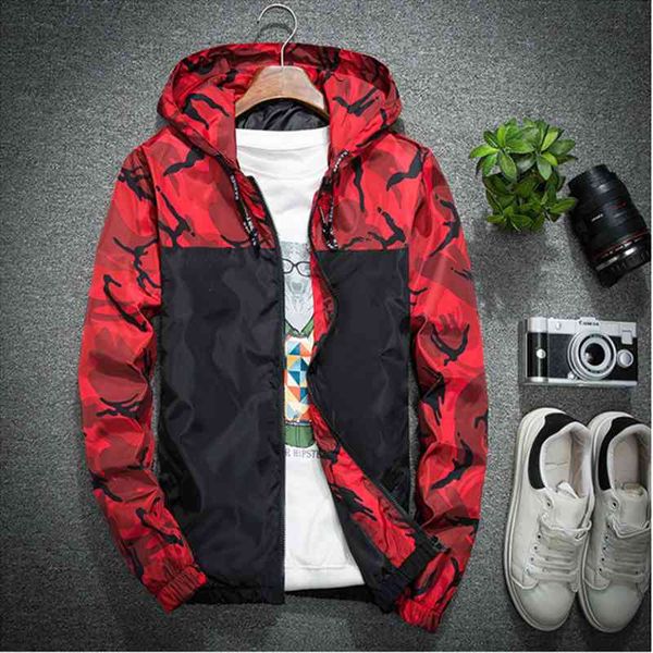 

2021men wear camouflage et slim handsome spring autumn hoodie casual solid color splicing large size baseball cloth, Black
