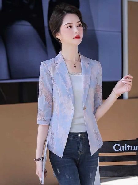 

women's slim sleeve korean fashion lace spring/summer casual temperament suit 210603, White;black