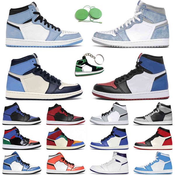 

1s high og 3 basketball shoes men women university blue dark mocha mid 1 facetasm light smoke grey mens trainer, Black