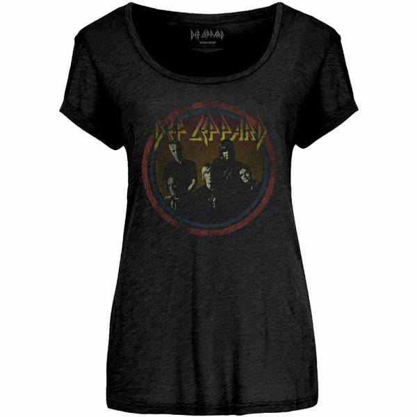 

ladies def leppard vintage circle official women women t-shirt, White;black