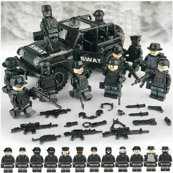 

Children toys Military Special Forces Soldiers Bricks Figures Car Guns Weapons Compatible Armed SWAT Building Blocks Kids Gifts