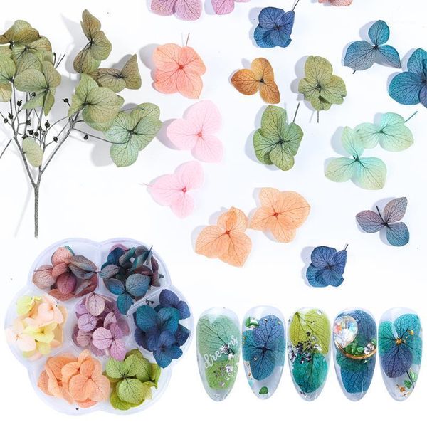 

1wheel dried flowers nails art decorations 3d mix natural floral sticker jewelry uv gel polish accessories manicure le15241, Silver;gold