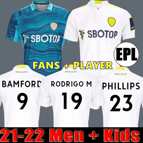 

21 22 leeds soccer jersey united 2021 2022 phillips firpo junior bamford raphinha diego llorente rodrigo goalkeeper home football shirt men, Black;yellow
