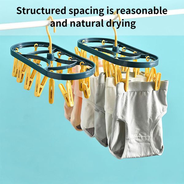 

hangers & racks hanging sock drying rack foldable windproof clothes hanger lightweight rotating laundry drip with 12 clips for balcony
