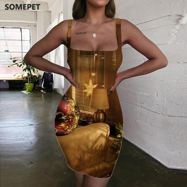 

casual dresses somepet christmas women tree bodycon dress party ladies lovely 3d print womens clothing short, Black;gray