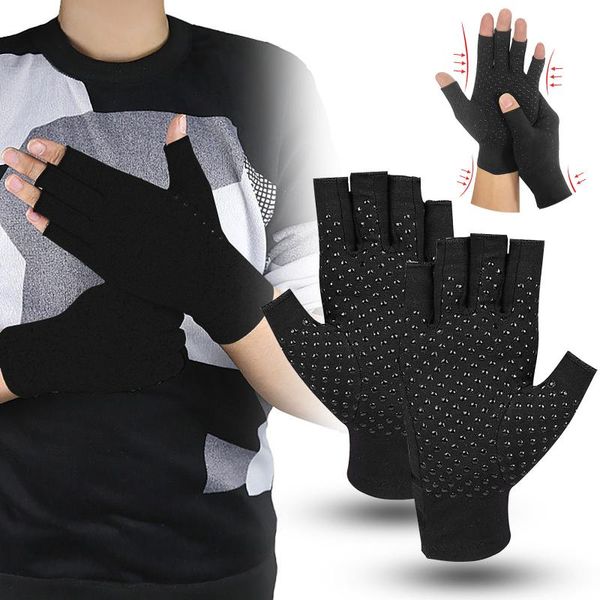 

ski gloves 1 pair compression hand arthritis joint pain relief half finger anti-slip therapy for womens mens