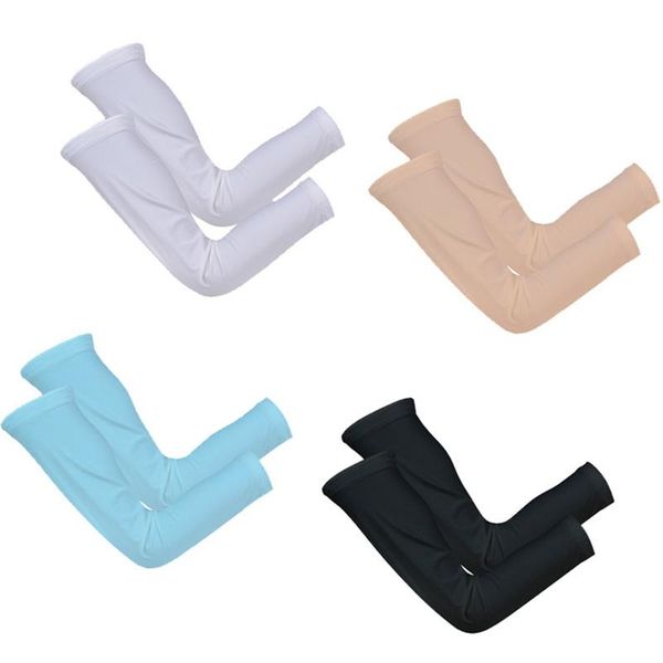

pair outdoor sports arm sleeve ice silk basketball cycling warmer summer running uv protection volleyball sunscreen bands elbow & knee pads, Black;gray