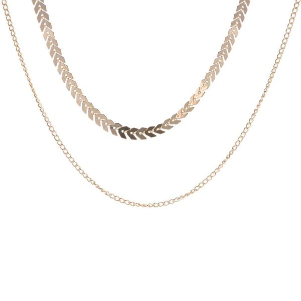 

chokers girls jewelry style temperament fashion fishbone chain sequins short necklace clavicle woman accessories, Golden;silver