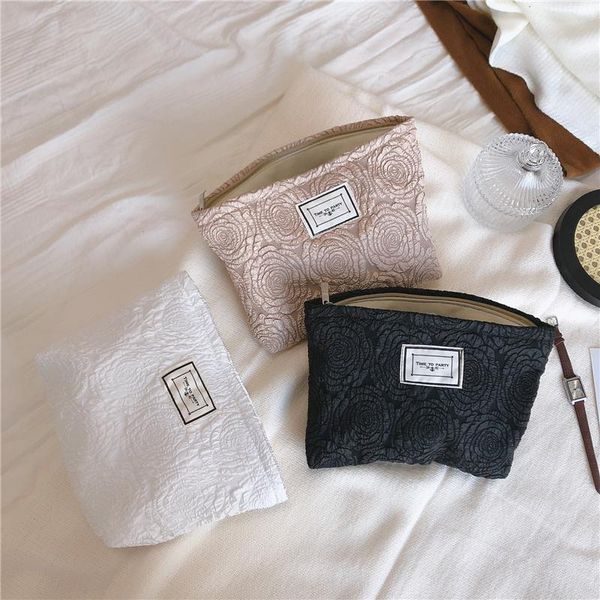 

cosmetic bags & cases fashion women zippered bag, large rose letter print clutch handbag (white, black, gold)