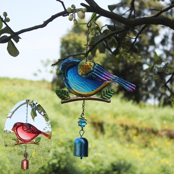 

1pc painted hummingbird rust-proof metal wind chime hanging room decoration chimes decorations 2021 decorative objects & figurines