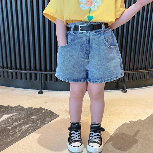 

baby girls jeans shorts 2021 summer korean fashion high waist denim short pant kids clothes casual children for 2-7y, Black