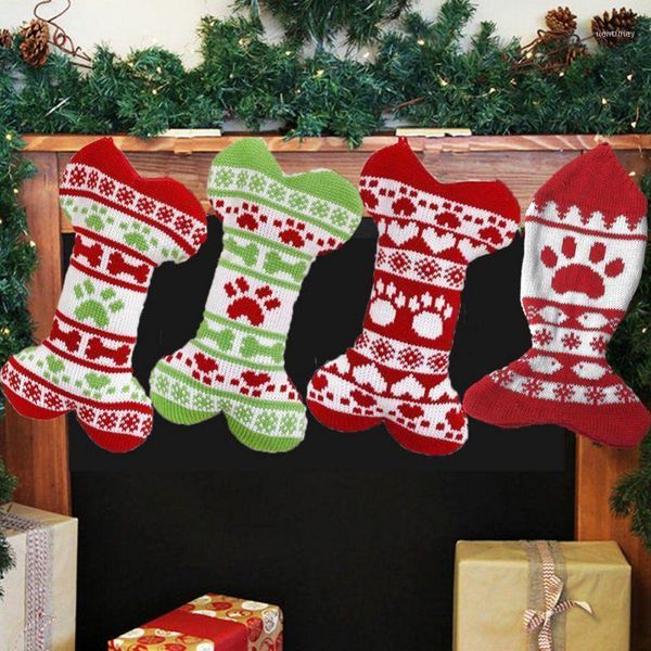 

christmas decorations knitted decorative socks gift pet woolen jacquard bags1