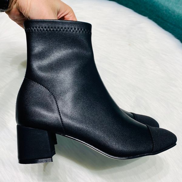 

womens designer martin ankle boots spring autumn fashion round toe high heels black apricot size 34-40