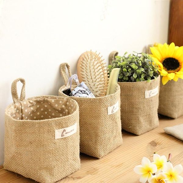 

storage bags hanging grocery bag cloth flower pot basket household sundries toys organizer case living room sack