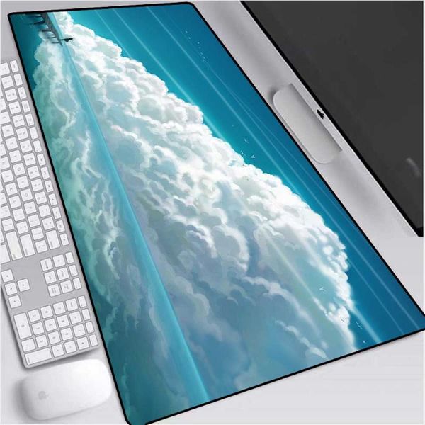 

mouse pads & wrist rests game player large pad fantasy blue sky daytime pattern black lock natural rubber anti-skid custom xxl