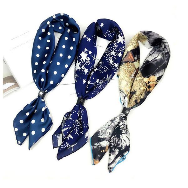 

scarves 2021 fashion silk scarf soft abstract painting squares decorative multi-functional head ladies, Blue;gray